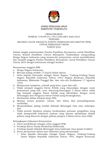 KPU umumkan pembentukan PPK Pemilu 2024